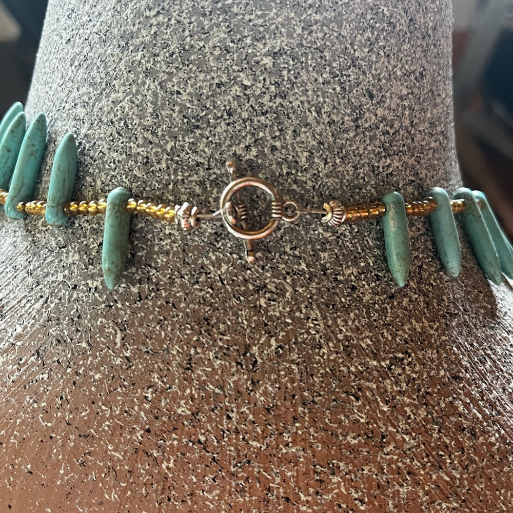Turquoise Spike Statement Necklace - image 5
